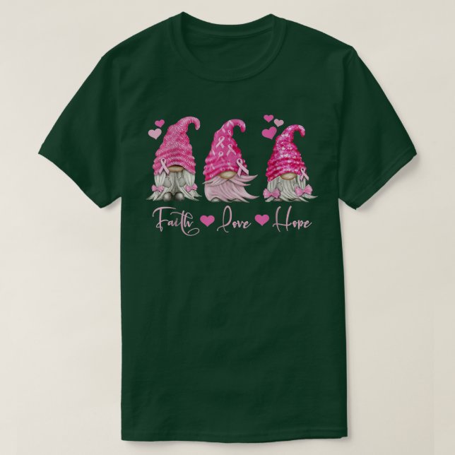 Rosa Gnome Brustkrebs T - Shirt (Design vorne)