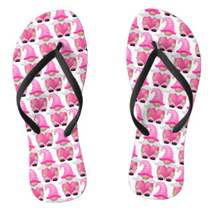 Rosa Gnome Herzen Waldland Skandinavisch Süß Flip Flops