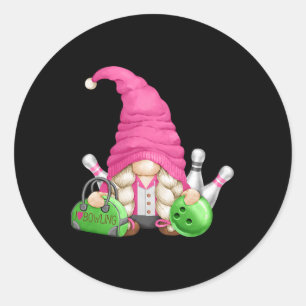 Rosa Gnome-Mama für Mädchen und Bowling Runder Aufkleber
