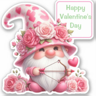 Rosa Gnome Valentine Cupid Contour Aufkleber
