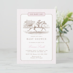 Rosa Go Baby Go Derby Baby Shower Preppy Klassiker Einladung