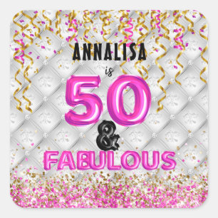 Rosa Gold 50 Fantastische 50. Geburtstag Quadratischer Aufkleber