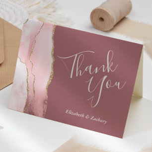 Rosa Gold Achat Dusty Rose Hochzeit Danke Karte