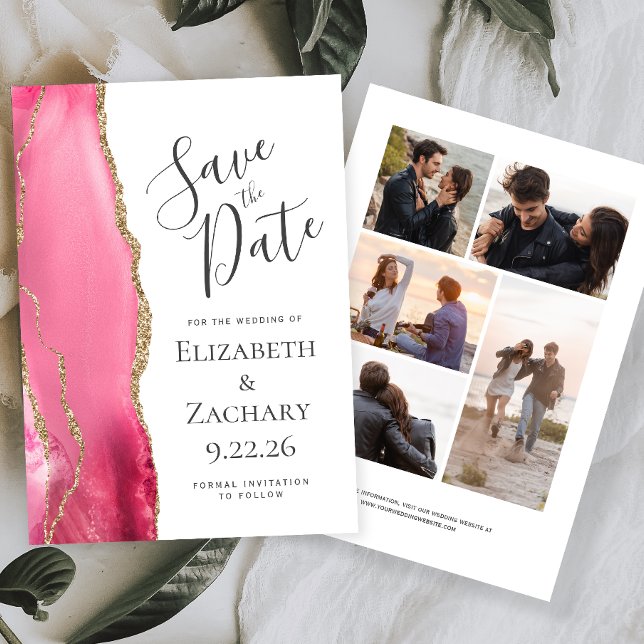 Rosa Gold Agate 5-Foto Save the Date (Von Creator hochgeladen)