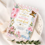 Rosa Gold Alice im Wunderland Geburtstags-Tee-Part Einladung<br><div class="desc">Feiern Sie den Geburtstag Ihres kleinen Mädchens mit dieser skurrilen Alice im Wunderland</div>