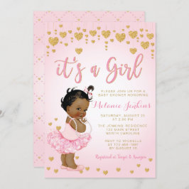 Rosa Gold American Baby Shower Einladung
