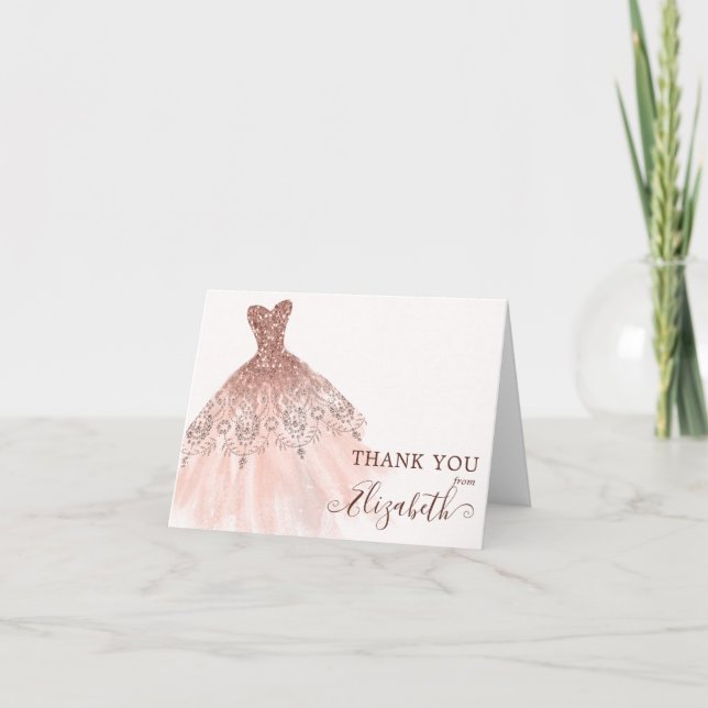 Rosa Gold Aquarellkleid Danke (Vorderseite)