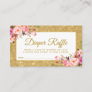 Rosa Gold Baby Duschkabine Windelwanne Raffle Tick Begleitkarte
