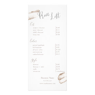Rosa Gold Beauty Salon Preisliste Rack Card Werbekarte