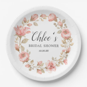 Rosa Gold Blumen Hochzeitsdusche Pappteller