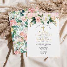 Rosa Gold Blumenkreuz Erstes Kommunion Girl