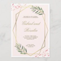 Rosa Gold Blumenmuster Geometrische Hochzeit