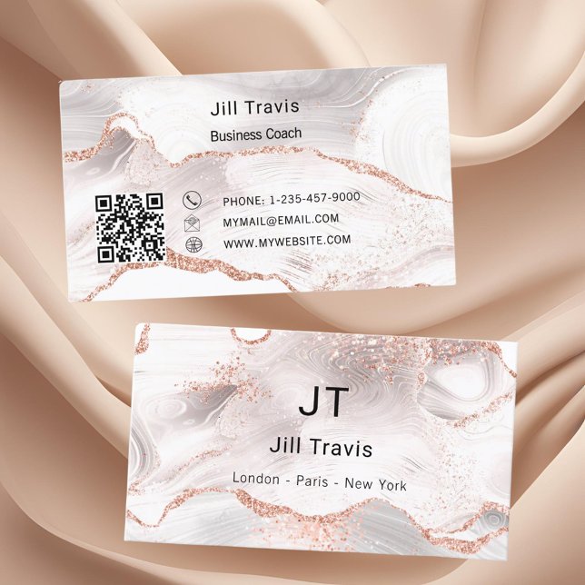 Rosa-Gold-Blush-Pink-Achat-Marmor-QR-Code  Visitenkarte (Von Creator hochgeladen)