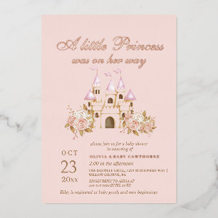 Rosa Gold & Blush Pink Prinzessin Baby Shower Folieneinladung