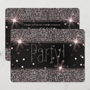 Rosa Gold Blush Pink Silber Glitter Funkeln Party Einladung