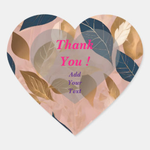 Rosa Gold Boho Blätter Beliebte Kollektion Herz-Aufkleber