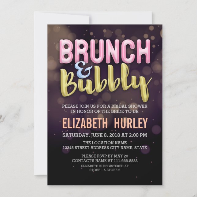 Rosa Gold Brunch & Brautdusche Einladung (Vorderseite)