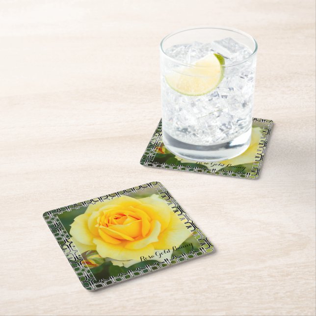 Rosa Gold Bunny [Paper Coaster] Rechteckiger Pappuntersetzer (Vor Ort)