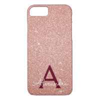 Rosa-Gold-Burgund-Glitzer-Sparkon-Monogramm