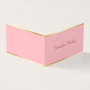 Rosa Gold Chic Handschrift Einfach Vorlage Visitenkarten