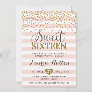 Rosa Gold Chic Sweet Sixteen Party Geburtstag Einladung
