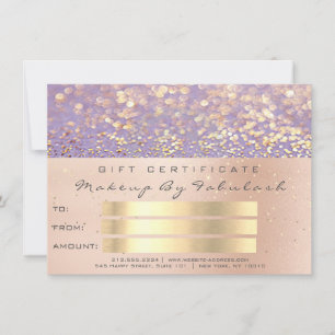 Rosa-Gold-Confetti-Lila Makeup-Geschenkkarte