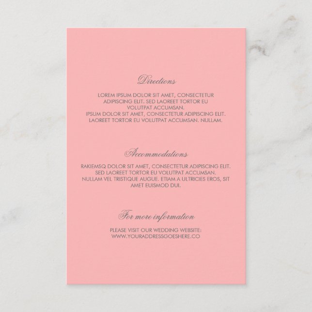 Rosa Gold Confetti Wedding Details Begleitkarte (Vorderseite)