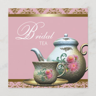Rosa Gold Damask Bridal Tea Dusche Einladung