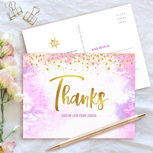 Rosa Gold Danke Süße 16 Wasserfarbe Geburtstag Postkarte