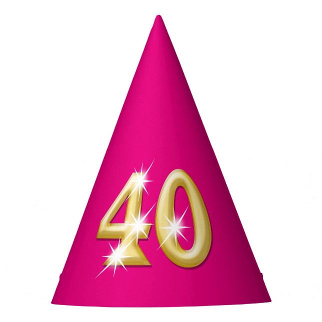 Rosa Gold des fortieth Geburtstages vierzig Partyhütchen (Vorderseite)