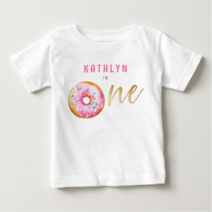 Rosa Gold Donut Sweet One Girl Birthday Baby T-shirt