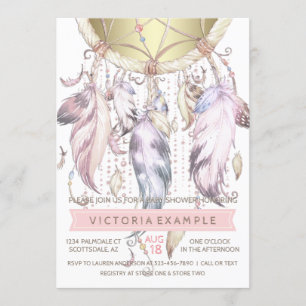 Rosa Gold Dream Catcher Baby Shower Einladungen
