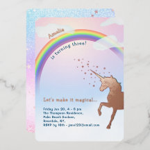 Rosa Gold Einhorn Regenbogen Glitter Magischer Geb