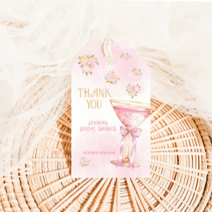 Rosa Gold Elegante Blumen Brautparty Dankeschön Geschenkanhänger