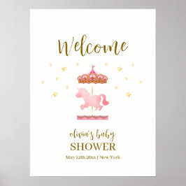 Rosa Gold Elegante Carousel Baby Dusche Willkommen Poster