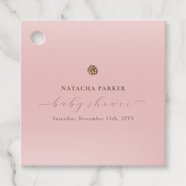 Rosa Gold Elegante Girl Winter Baby Dusche Geschenkanhänger (Vorderseite)