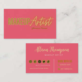 Rosa Gold Elegante Makeup Artist Business Cards Visitenkarte