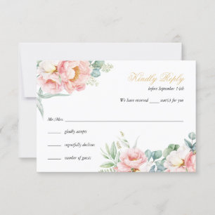Rosa & Gold Elegante Quinceñera RSVP Karte