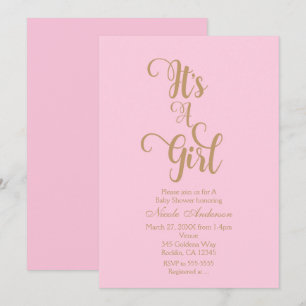 Rosa & Gold Es ist eine Girl Baby Dusche Einladung