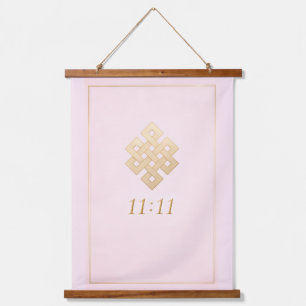 Rosa & Gold Ewiger Knoten Wandteppich zum Hängen Mit Holzrahmen