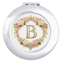 Rosa Gold Filigran Buchstabe B Hochzeitskompaktdos