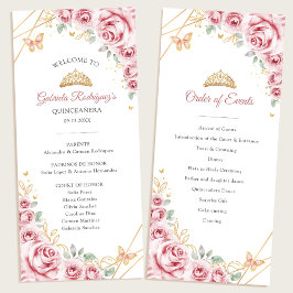 Rosa Gold Floral Quinceanera Orden der Veranstaltu Programm