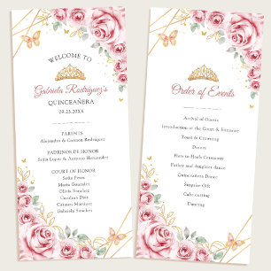 Rosa Gold Floral Quinceanera Orden der Veranstaltu Programm