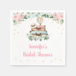 Rosa Gold Floral Travel Miss an Mrs. Brautparty Serviette