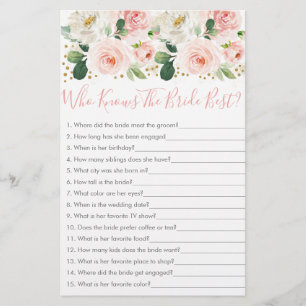 Rosa Gold Floral Wer kennt die Braut am besten Spi