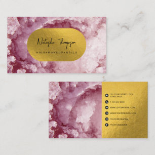 Rosa Gold Foil Sea Crystals Makeup Hair Nails Visitenkarte