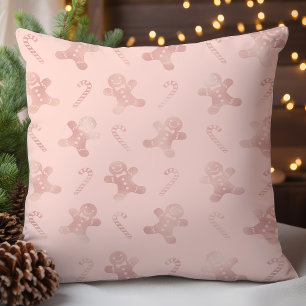 Rosa Gold-Gebäckmann-Weihnachtsmuster Kissen