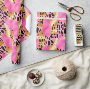Rosa Gold Glam Leopard Print Geschenkpapier