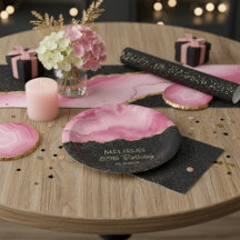 Rosa Gold Glitter Abstract Watercolor Marmor