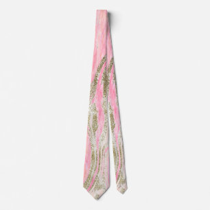 Rosa Gold Glitter abstraktes Marmormuster Trendy Krawatte
